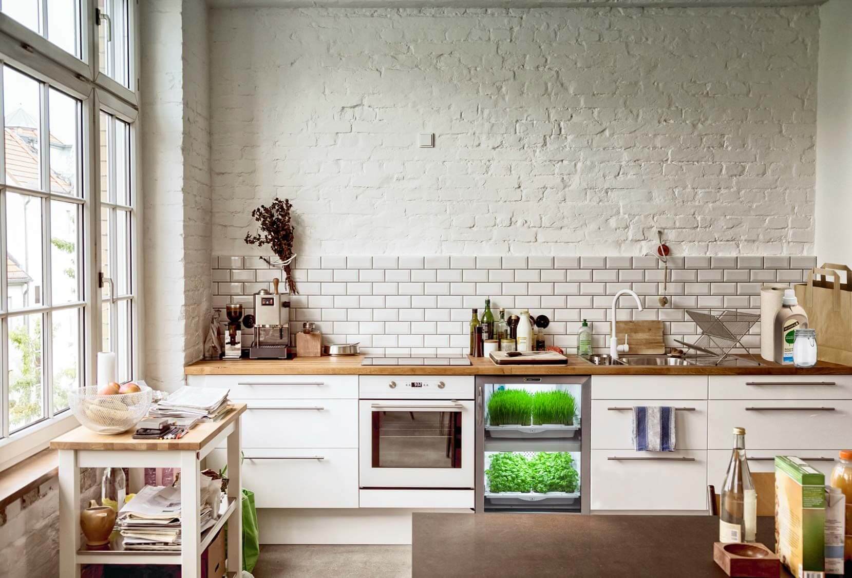 Кухня Дизайн Кирпичная Стена Белая