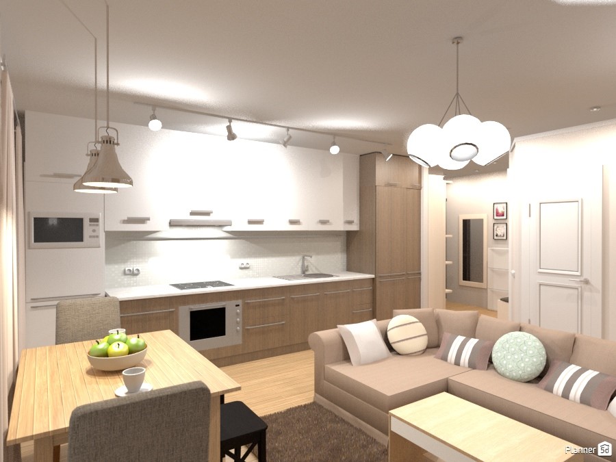 Оформление дизайна кухни-гостиной 16 кв м: варианты планировки и зонирование диваном