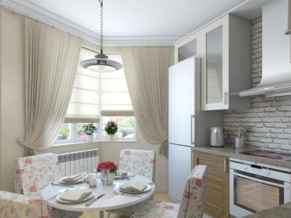 Оформление кухонного окна шторами в стиле прованс