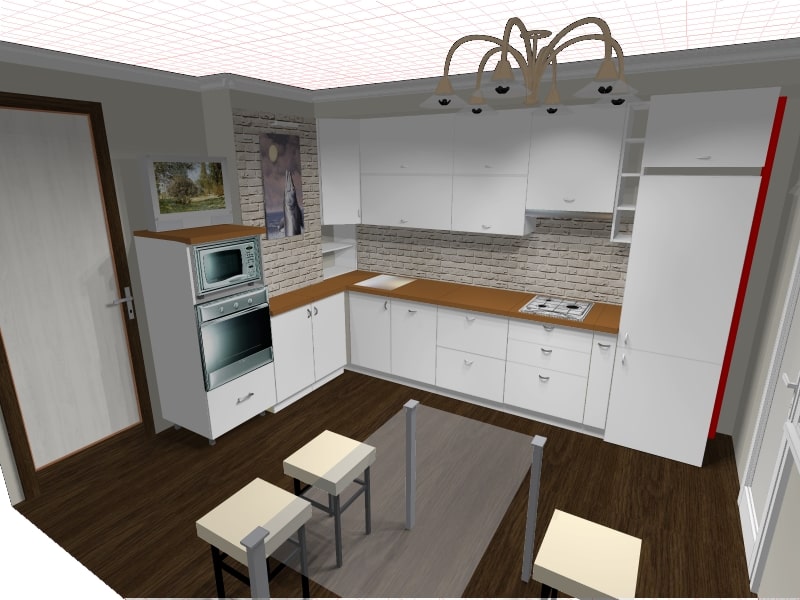 Дизайн кухни 10 кв. м. с коробом в доме серии П 44